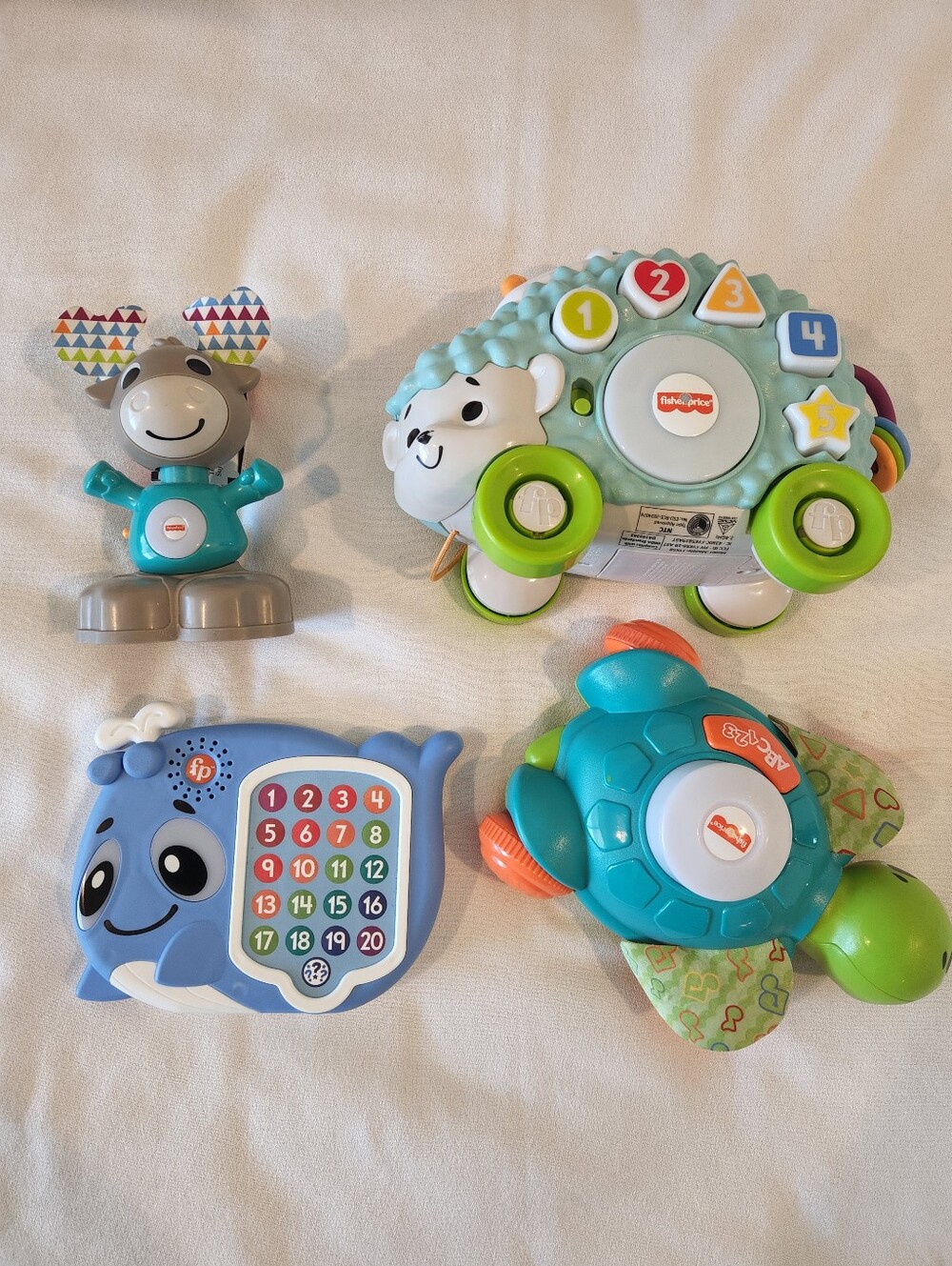 Fisher Price Linkimals Lot Of 4 Hedgehog Turtle Whale Moose Bundle All Work